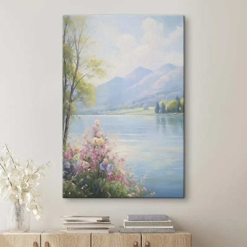 Mai ieftin Pictură pe pânză Reproducere a unui peisaj lacustru Nr s48423