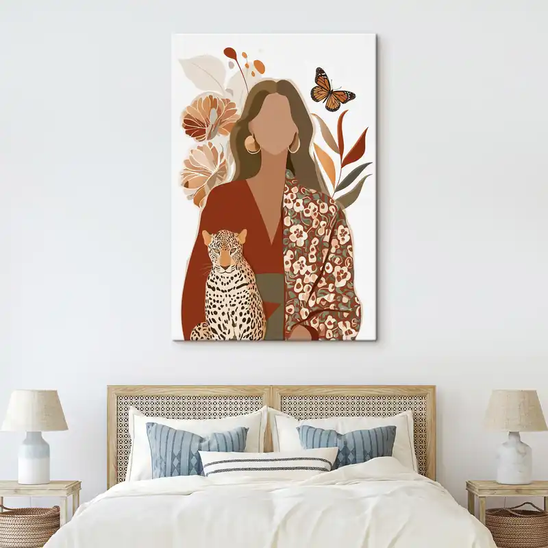Pictură pe pânză Femeie pe fundal floral Nr s48435 Vezi acum