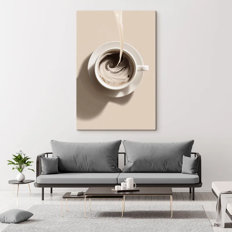 Ieftin Pictură pe pânză Vedere de sus a unei cești de cafea Nr s48438