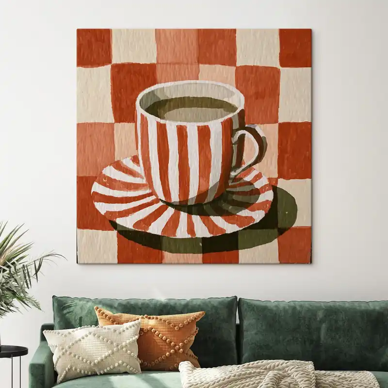 Pictură pe pânză Ceașcă de cafea cu dungi Nr s48444 Ultima șansă