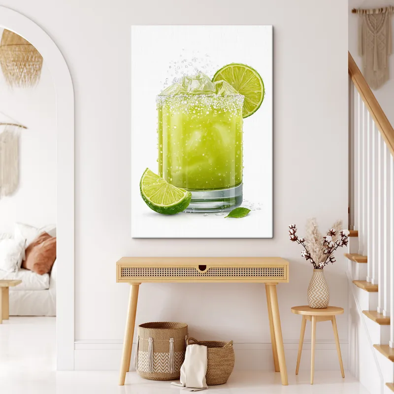 Disponibil imediat Pictură pe pânză Băutură cu lămâie verde în pahar Nr s48446