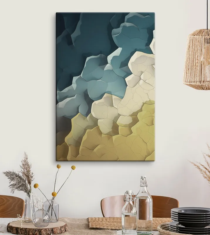 Pictură pe pânză Abstracție în nuanțe de bej și turcoaz, artă geometrică Nr s48477 Preț mic