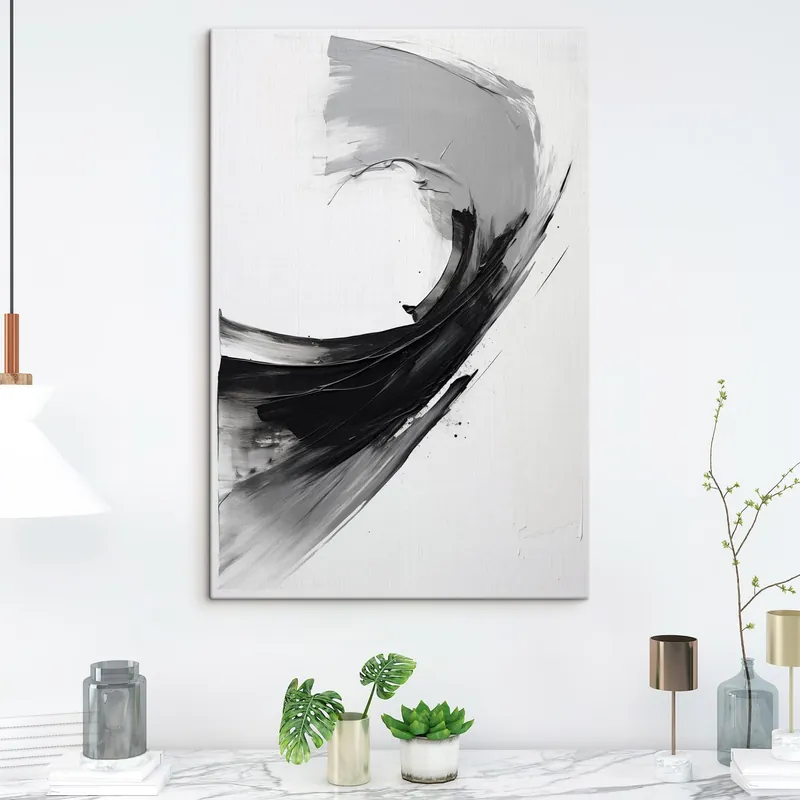 Livrare rapidă Pictură pe pânză Contur negru abstract pe fundal alb Nr s48326