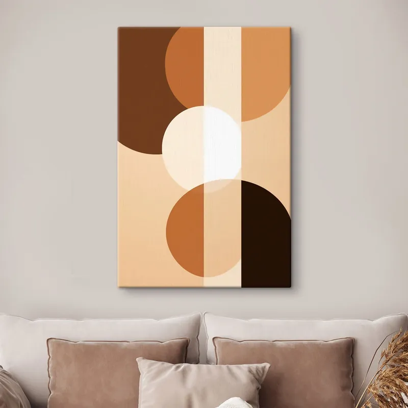 Premium Pictură pe pânză Cercuri și forme geometrice în nuanțe calde Nr s48350
