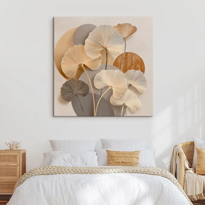 Pictură pe pânză Frunze de ginkgo în stil abstract Nr s48509 Plată sigură