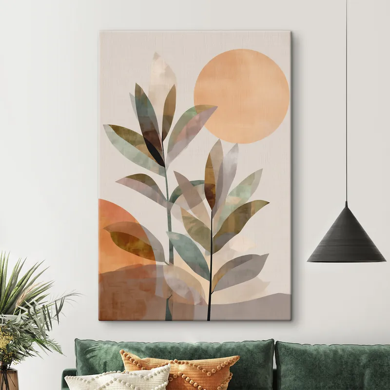 Pictură pe pânză Frunze de plante în stil abstract Nr s48519 Noutate