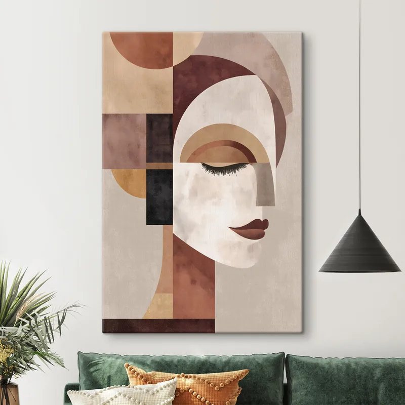Pictură pe pânză un chip feminin abstract, văzut din profil Nr s48523 Ieftin