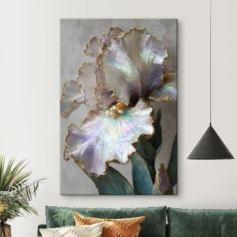 Pictură pe pânză o floare de iris în stil decorativ Nr s48535 Chilipir