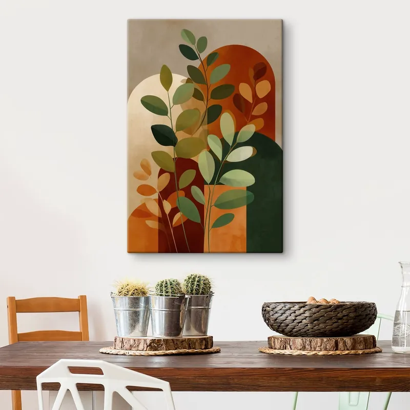 Pictură pe pânză Frunze de plante în stil abstract Nr s48560 Preferatul clienților