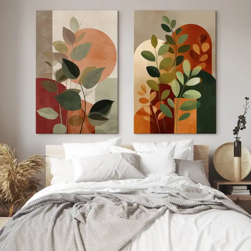 Mai ieftin Pictură pe pânză Frunze de plante în stil abstract Nr m30266