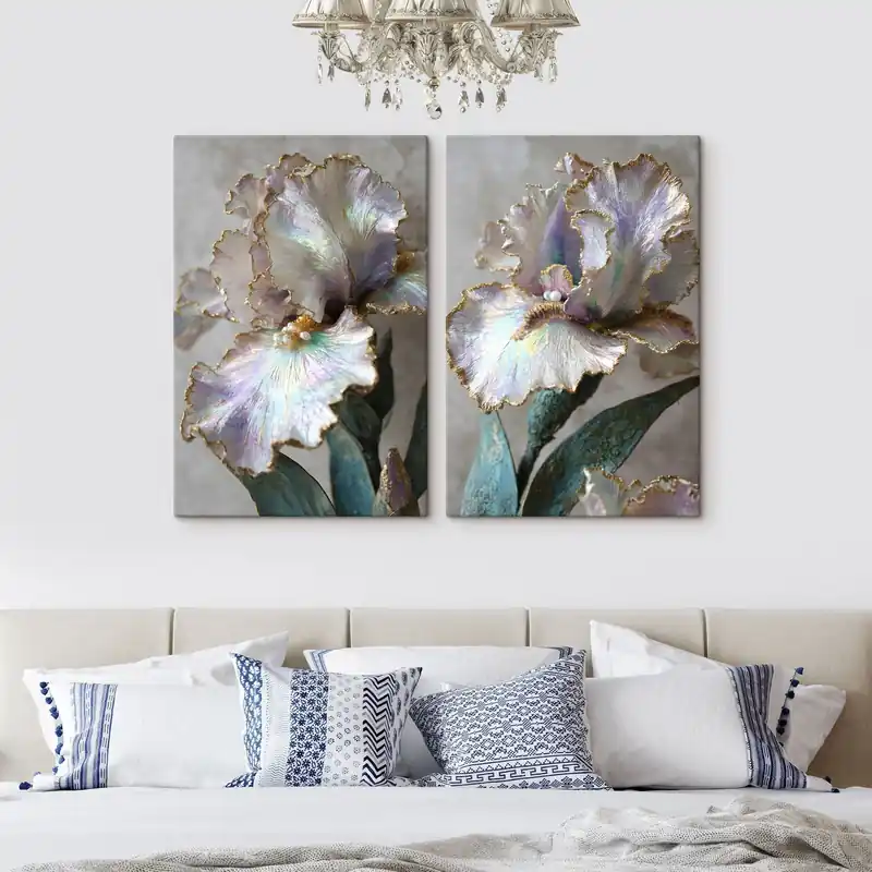 Plată sigură Pictură pe pânză o floare de iris într-un stil decorativ Nr m30264