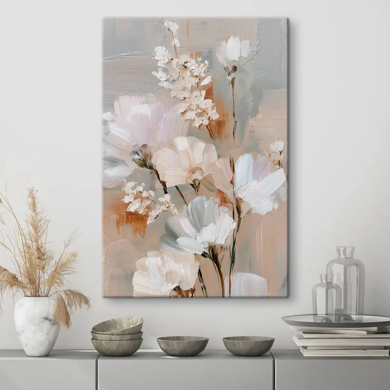 Pictură pe pânză Compoziție florală în nuanțe pastelate, în stil pictură în ulei Nr s48194 Cumpără acum