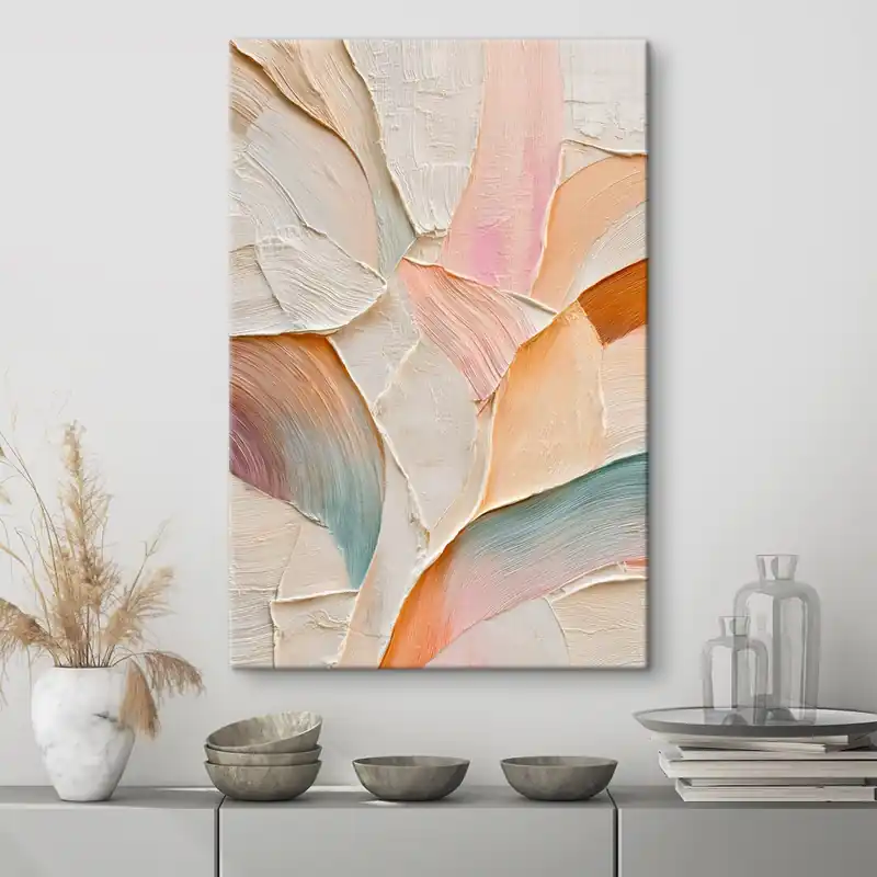 Cel mai vândut Pictură pe pânză Fundal abstract cu tușe dinamice în nuanțe de piersică și albastru Nr s48202