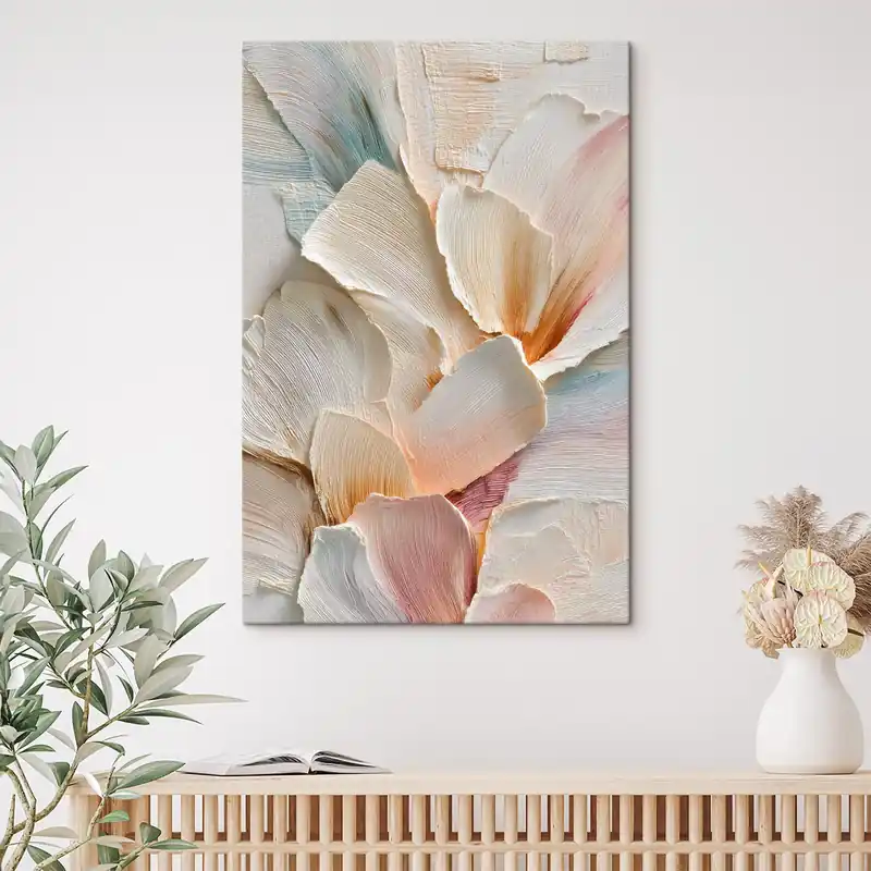 Cel mai bun preț Pictură pe pânză Compoziție florală abstractă în nuanțe deschise, în stil pictură în ulei Nr s48204