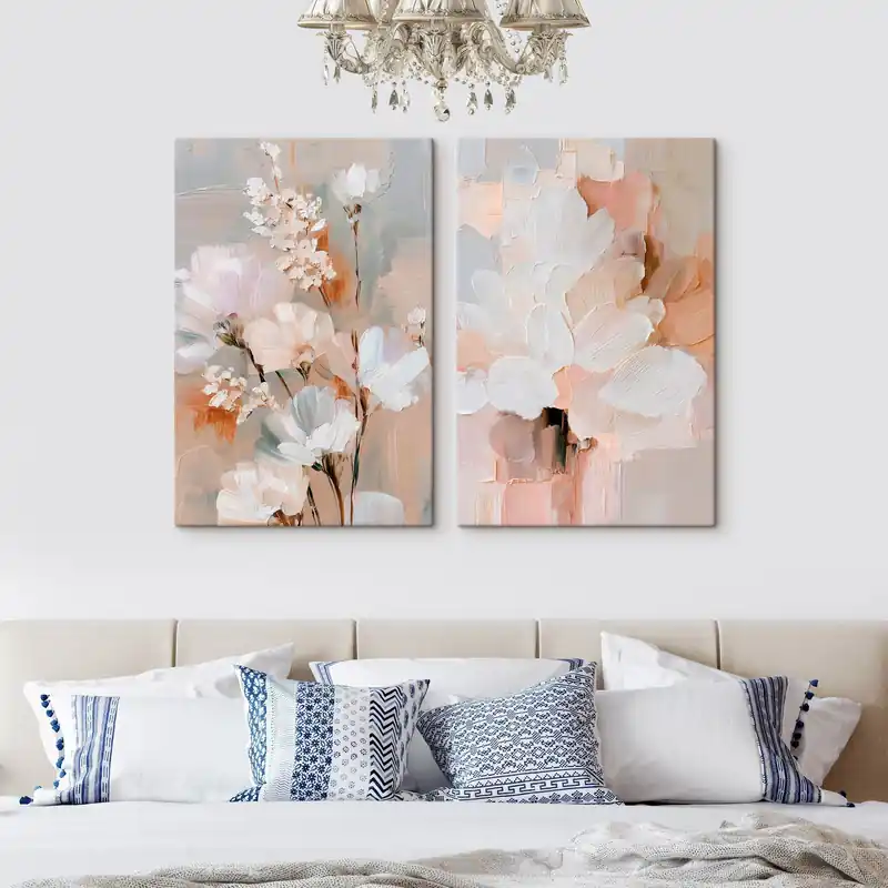 Promoție Pictură pe pânză Flori abstracte, luminoase, realizate cu tușe expresive, în stilul artei contemporane Nr m30137