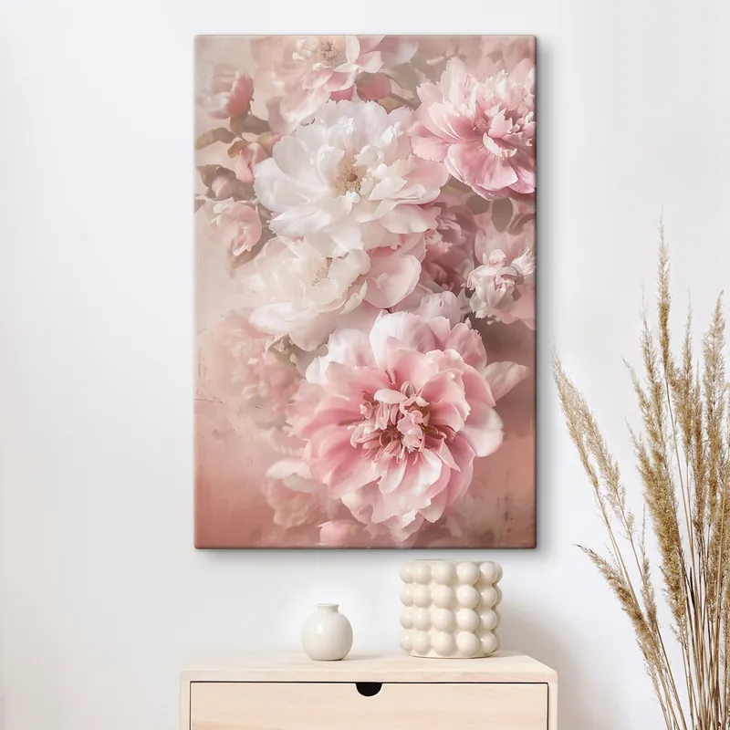 Pictură pe pânză Flori delicate de bujor Nr s48566 Preț redus