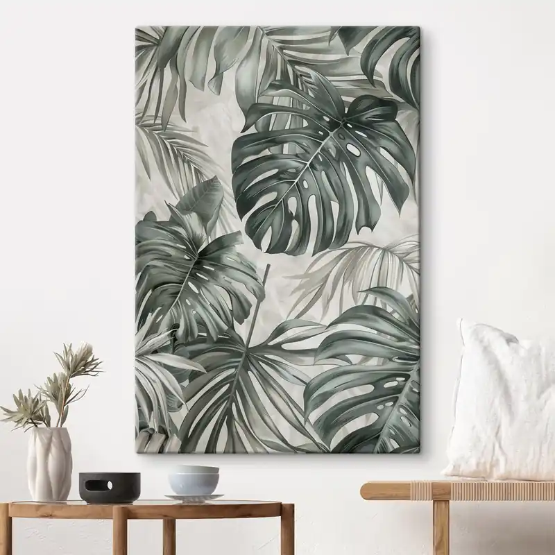 Pictură pe pânză Frunze de Monstera, stil contemporan Nr s48576 Chilipir