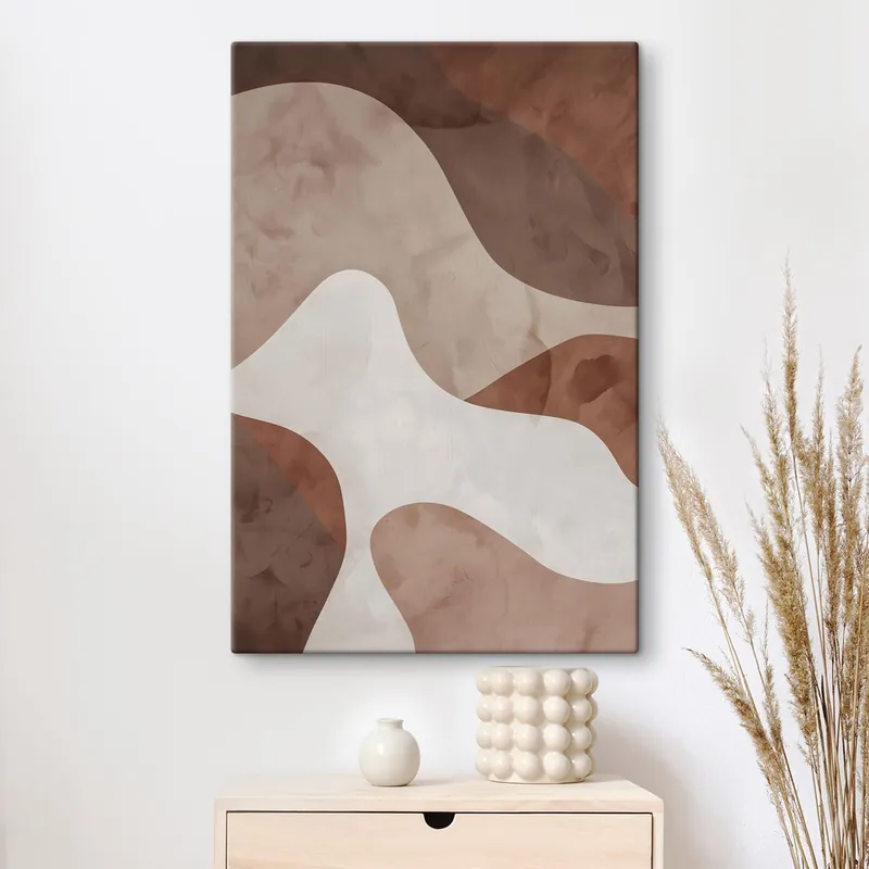 Retur gratuit Pictură pe pânză Forme abstracte în nuanțe de bej, minimalism Nr s48579