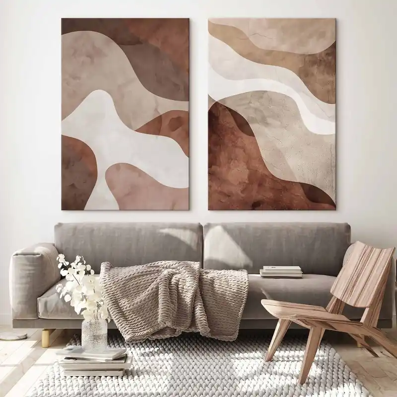 Comandă acum Pictură pe pânză Bej abstract, stil scandinav Nr m30275