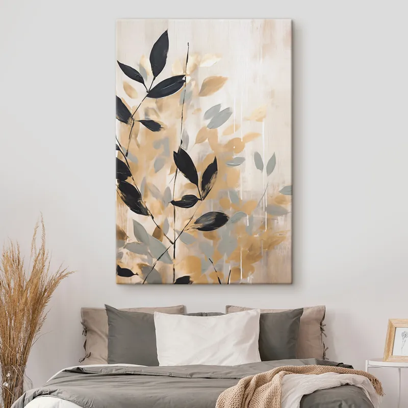 Super ofertă Pictură pe pânză O reprezentare abstractă cu o ramură cu frunze Nr s48608