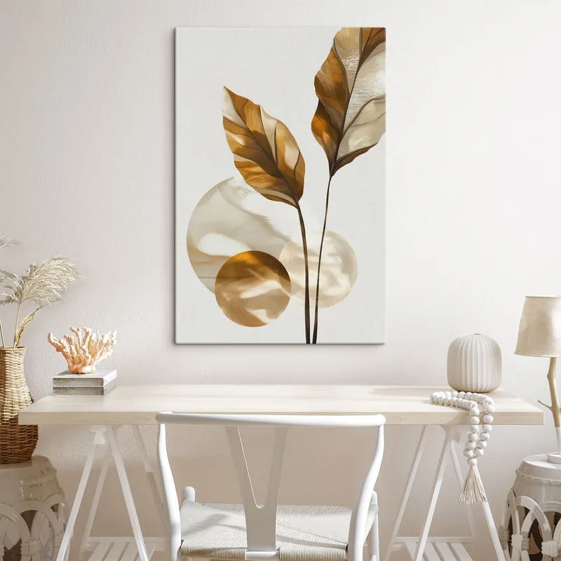 Bestseller Pictură pe pânză O compoziție abstractă din frunze și cercuri Nr s48615