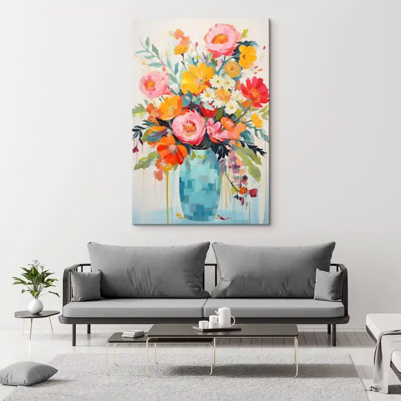 Pictură pe pânză Flori strălucitoare Nr s48643 Ofertă specială