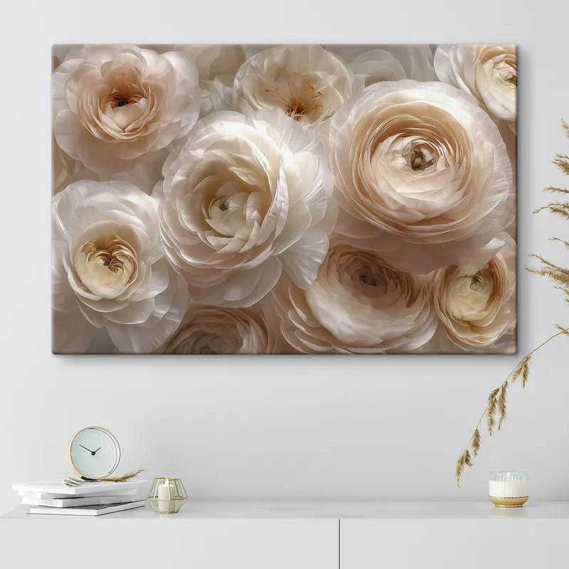 Ofertă Pictură pe pânză Trandafiri albi, aranjament floral delicat Nr s48628