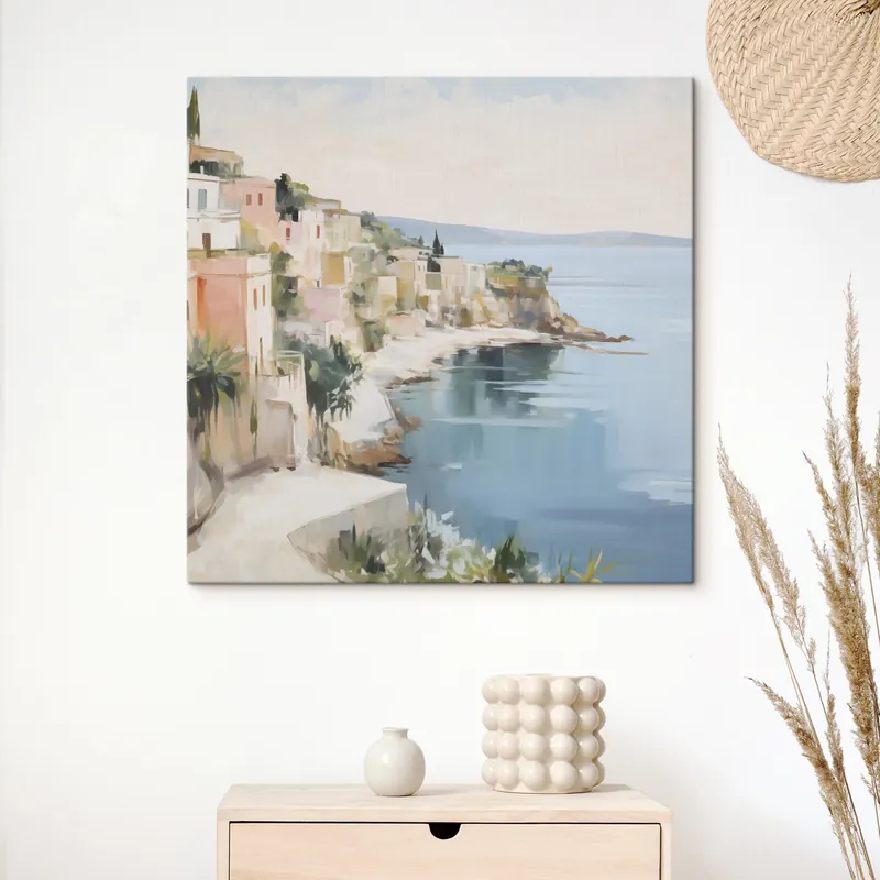 Vezi acum Pictură pe pânză Peisaj al unui oraș de coastă – imitație de pictură Nr s48675