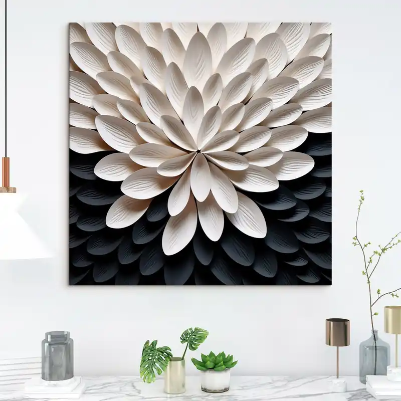 Pictură pe pânză Floare abstractă cu numeroase petale suprapuse, ușoare Nr s48605 Ofertă