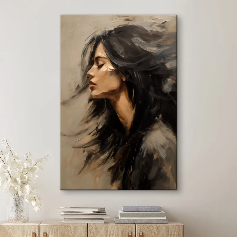 Calitate înaltă Pictură pe pânză Portret de femeie cu părul desfăcut, în stil pictural Nr s48622
