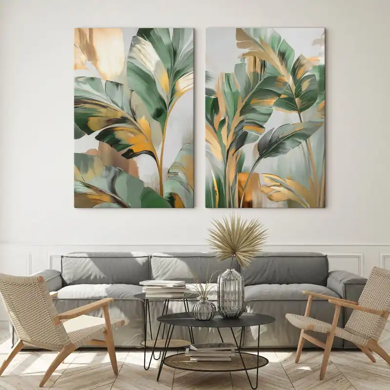 Pictură pe pânză Abstract frunze tropicale Nr m30289 Preț mic