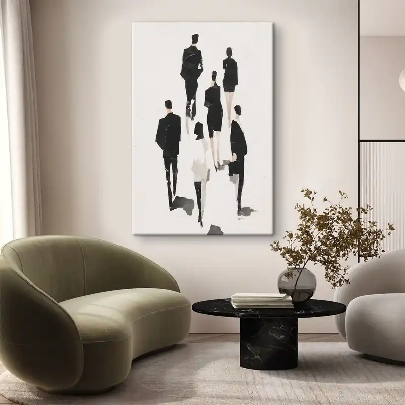 Pictură pe pânză O compoziție abstractă cu siluete umane Nr s48667 Premium