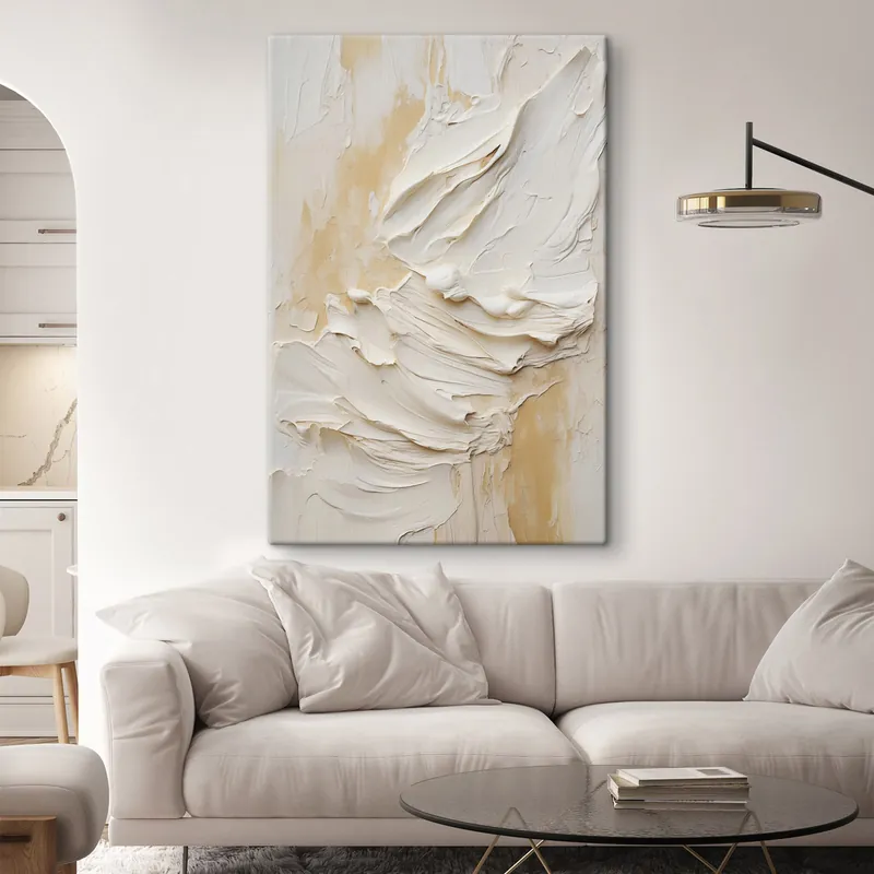 Mai ieftin Pictură pe pânză Pictură abstractă în nuanțe de crem și bej, cu textură, artă minimalistă Nr s48738