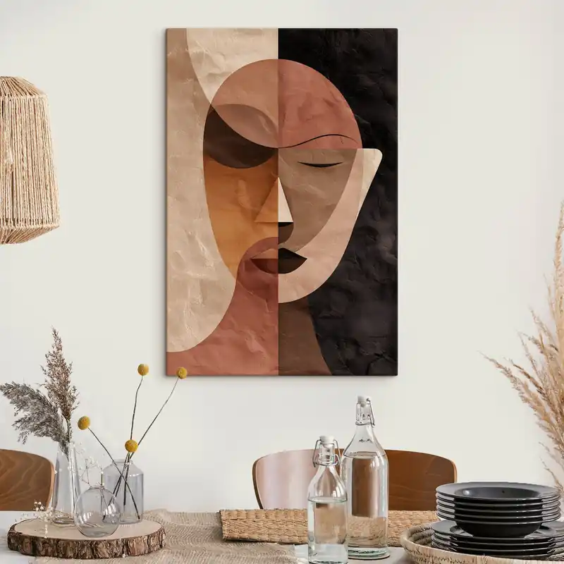 Ofertă specială Pictură pe pânză un chip abstract în nuanțe de cafea Nr s48777