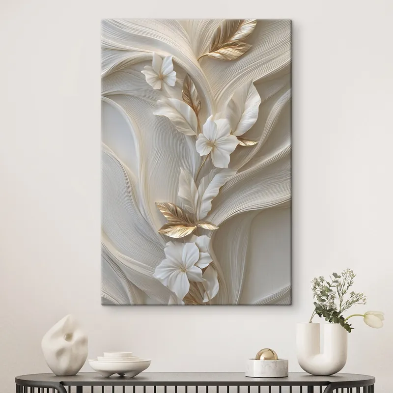 Pictură pe pânză o imitație superbă a frunzelor, texturilor și florilor tridimensionale Nr s48787 Mai ieftin