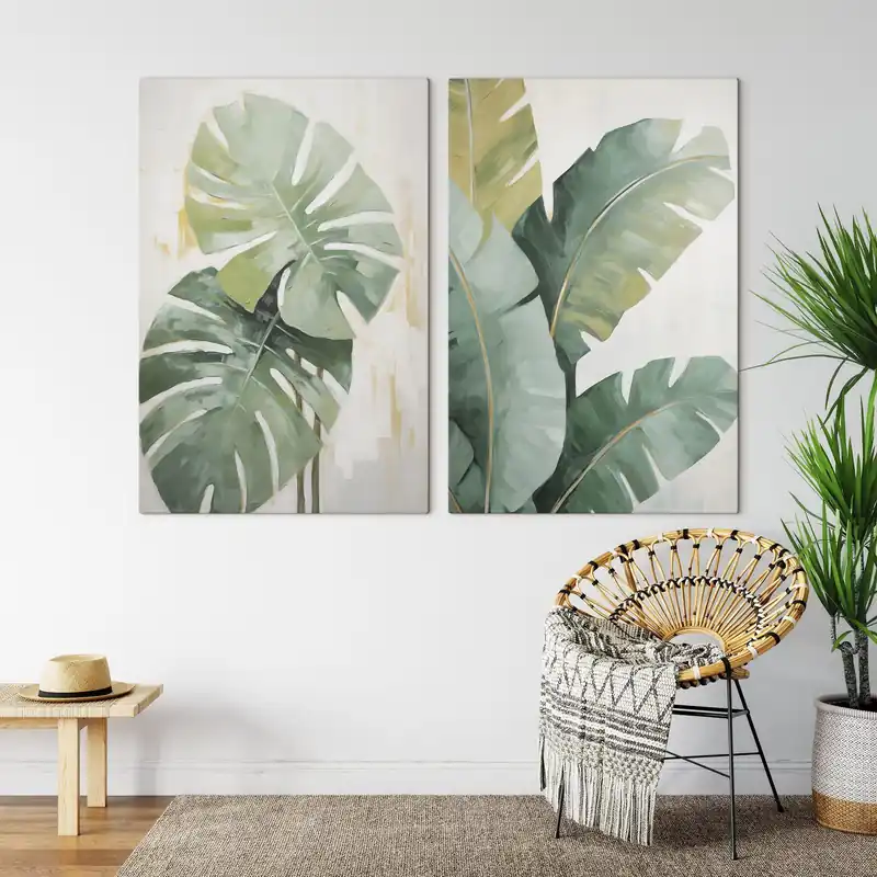 Plată sigură Pictură pe pânză Pictura imitație frunze tropicale Nr m30338