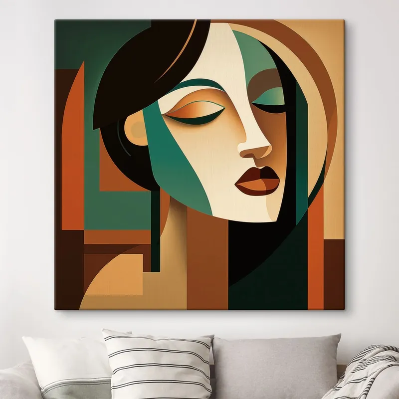 Nu rata Pictură pe pânză Portret feminin în stil geometric Nr s48953
