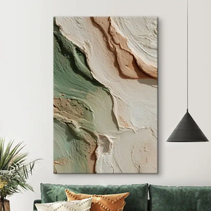 Reduceri Pictură pe pânză Textură abstractă în stil impasto, în nuanțe de bej și verde Nr s48799