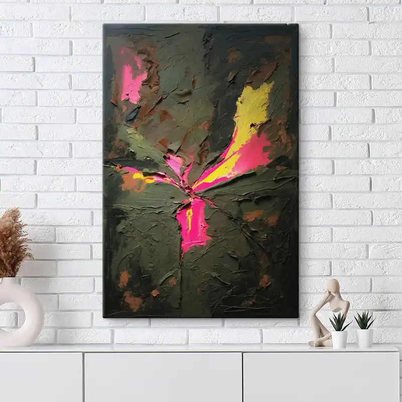 Pictură pe pânză Compoziție abstractă cu textură în stil impasto și accente vii Nr s48826 Preferatul clienților