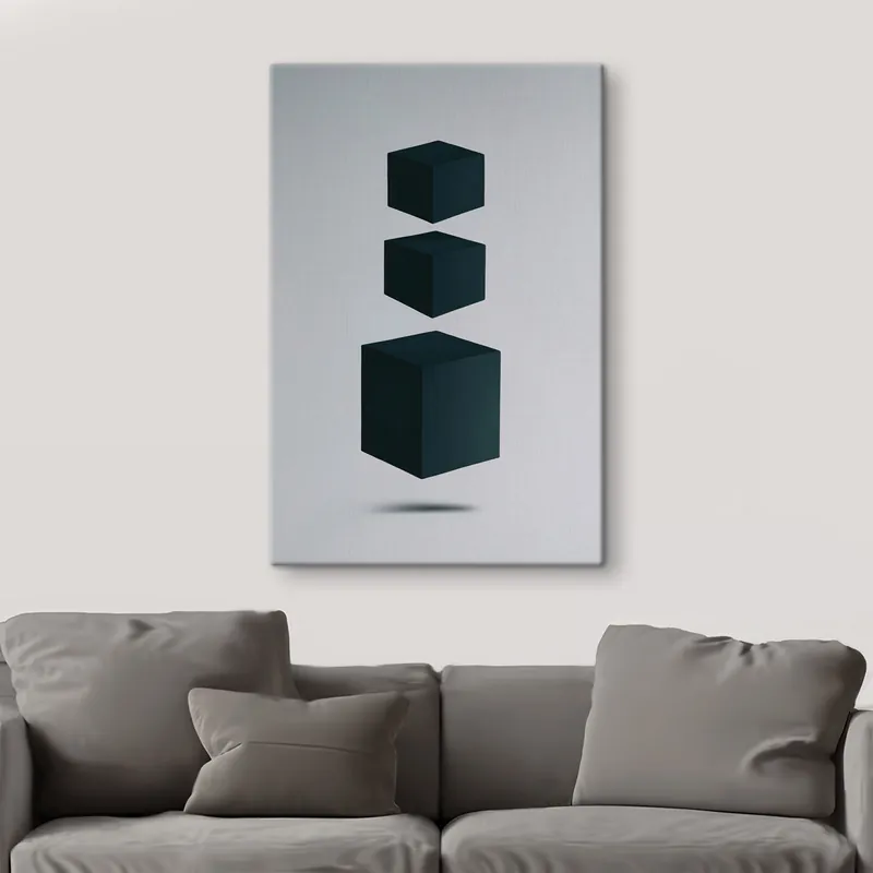Preferatul clienților Pictură pe pânză Minimalism trei cuburi întunecate plutind în spațiu Nr s48830