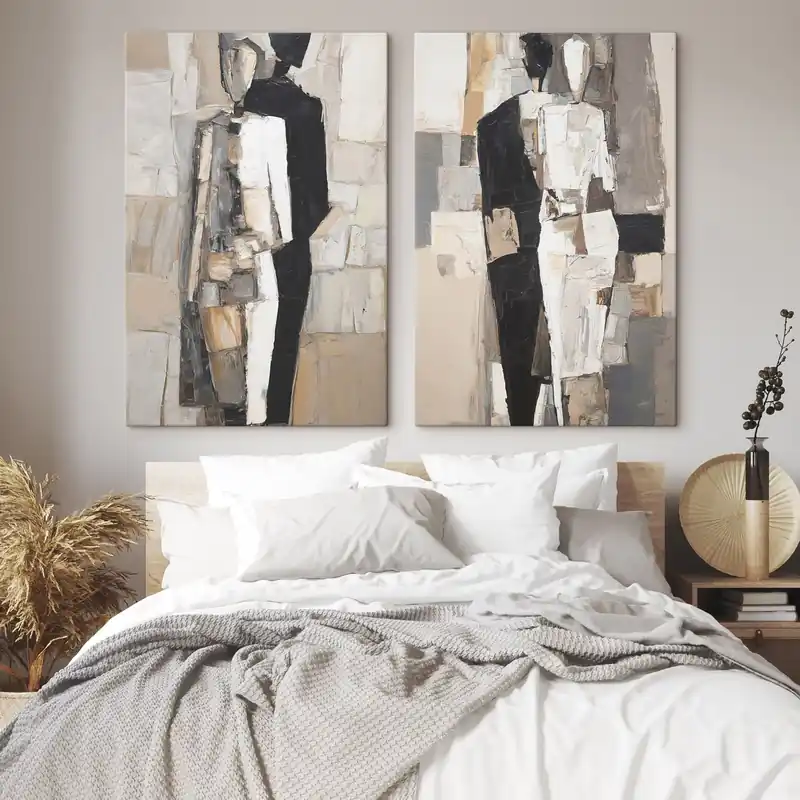 Pictură pe pânză Siluete abstracte ale unui cuplu Nr m30391 Livrare expres