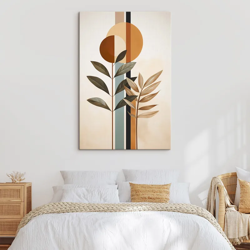 Cumpără acum Pictură pe pânză Plante abstracte cu cercuri și linii Nr s48929