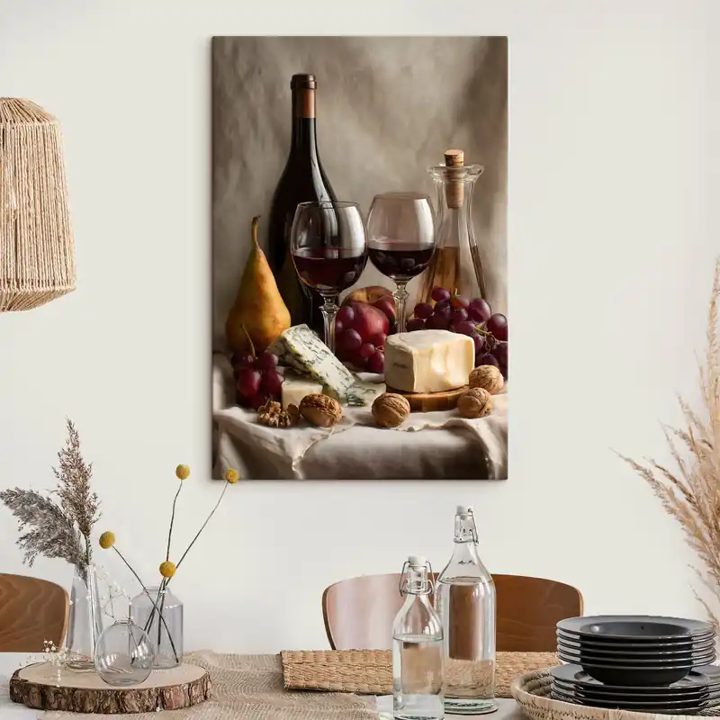 Cel mai vândut Pictură pe pânză natură moartă cu vin și brânză Nr s49002