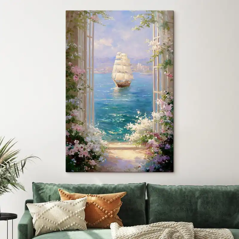Pictură pe pânză o imagine cu elemente florale ale navei Nr s49004 Livrare rapidă