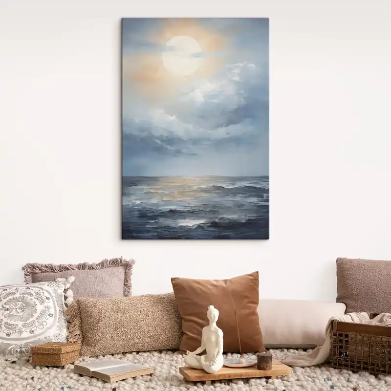 Pictură pe pânză Luna printre nori, deasupra mării Nr s49050 Promoție