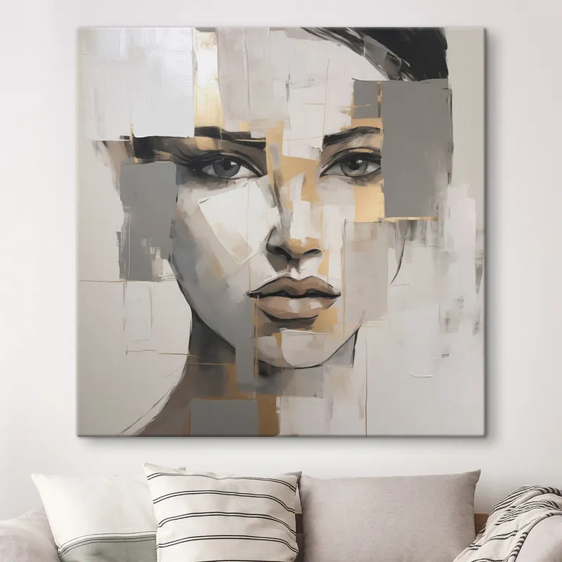 Pictură pe pânză Portret feminin abstract, imitație de pictură Nr s49056 Reducere specială
