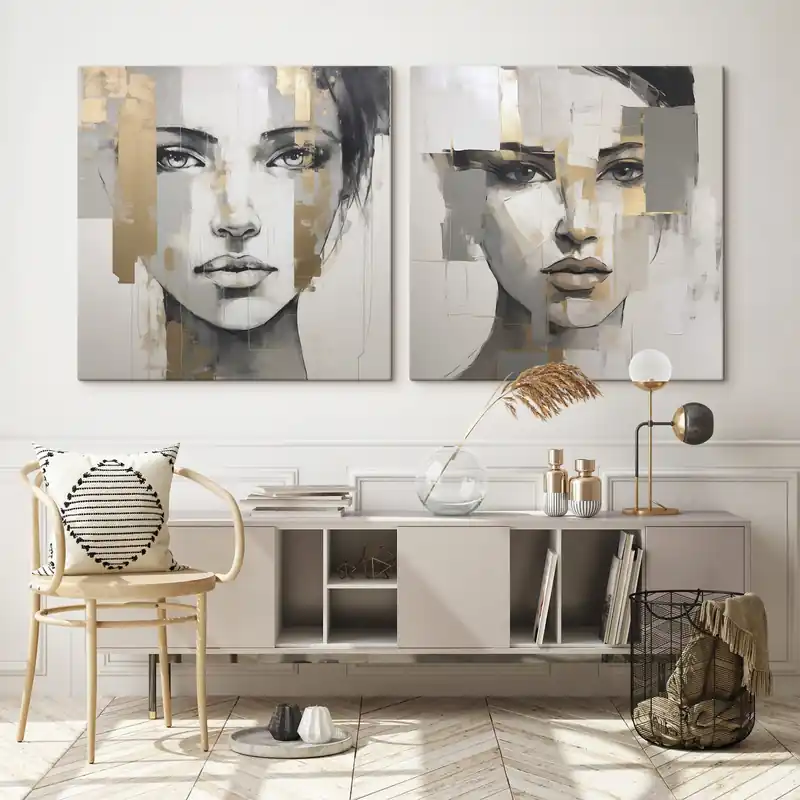 Pictură pe pânză Portret feminin abstract, imitație de pictură Nr m30441 Reducere de preț