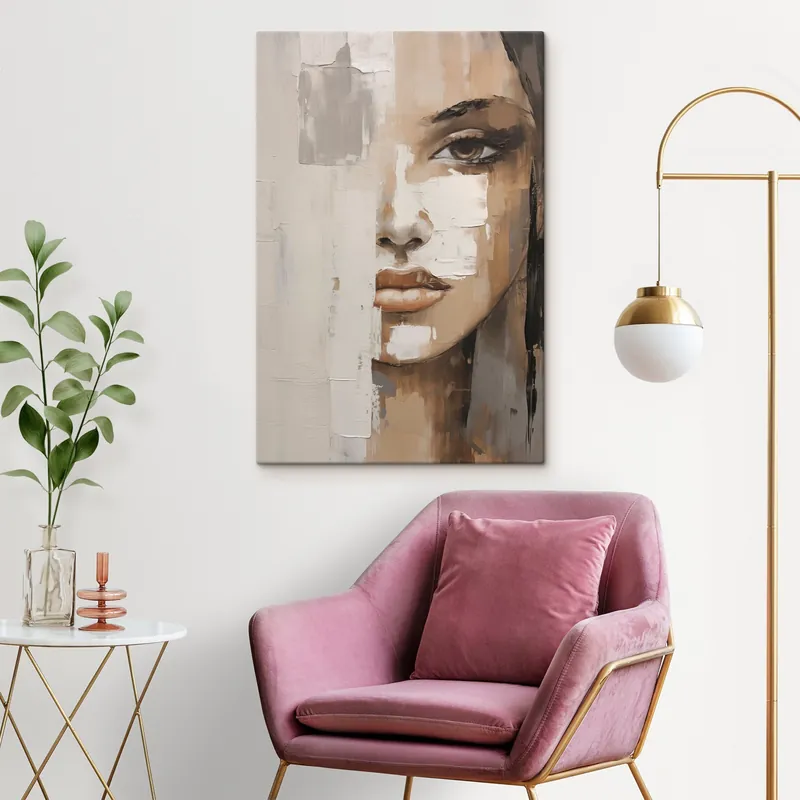 Pictură pe pânză Portret feminin abstract, imitație de pictură Nr s49076 Nu rata