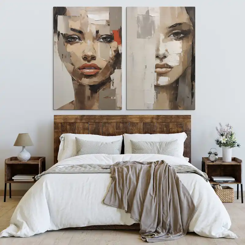 Pictură pe pânză Portret feminin abstract, imitație de pictură Nr m30451 Lichidare de stoc