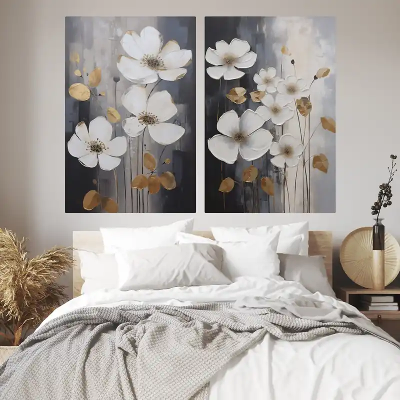 Pictură pe pânză Abstracție cu flori, imitație de pictură Nr m30452 Noutate